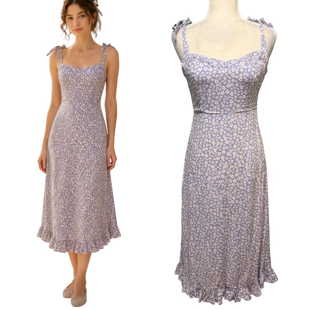 Auguste The Label Dress Womens 2 Tie Strap Ruffle Feminine Soft Ballet Romantic